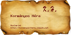 Kormányos Héra névjegykártya